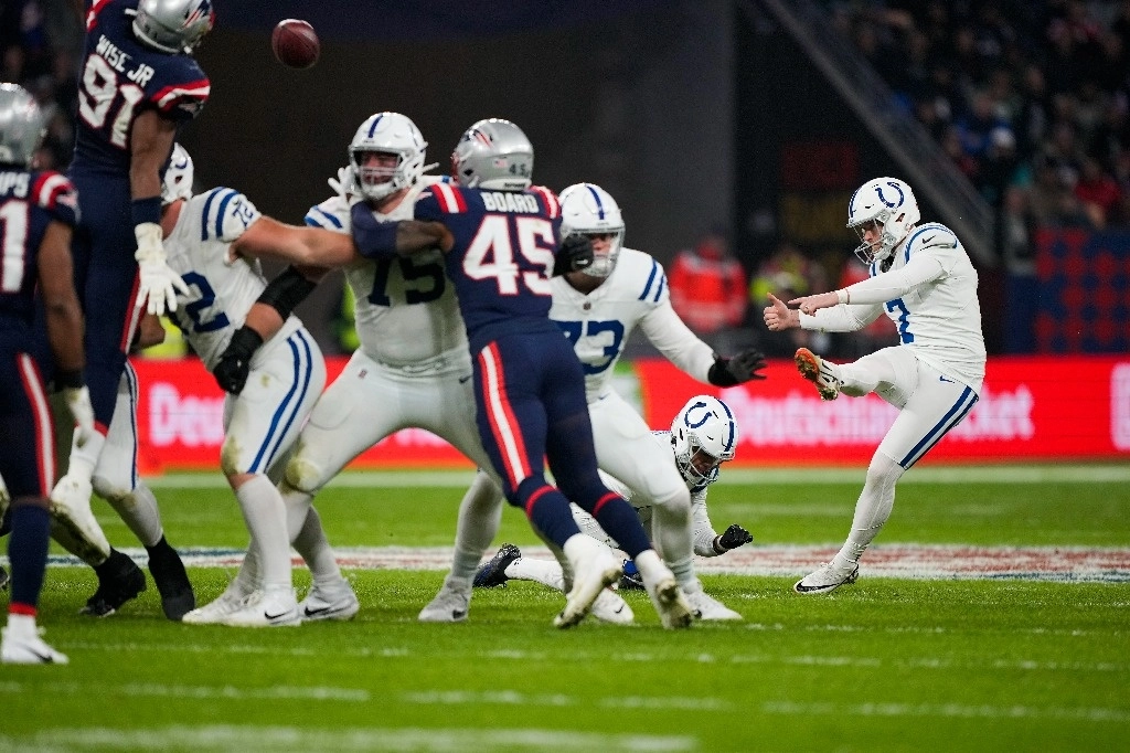 Colts de Indianapolis se impuso a Patriotas de Nueva Inglaterra en el juego de la semana 10 que se jugó en Frankfurt, Alemania. Foto Ap 