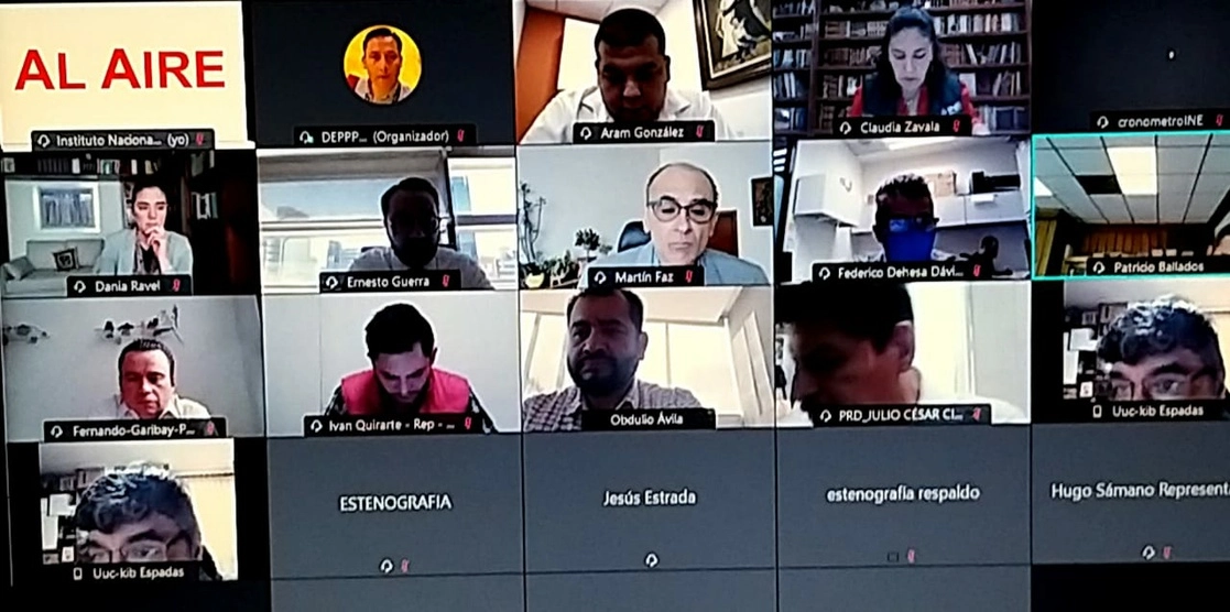 Durante la sesión de la Comisión de Prerrogativas y Partidos Políticos del INE, el 24 de marzo de 2021. Imagen tomada de la Twitter del @INEMexico