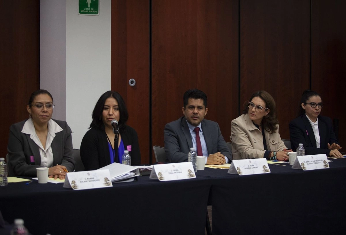 La comisionada presidenta Norma Solano Rodríguez, las comisionadas Tania Villa Trápala, Adán Salazar Garibay, María de las Mercedes Olivares Tresgallo y Ledénika Mackensie Méndez González, en imagen del 14 de octubre de 2025. Foto 