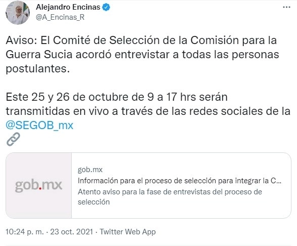 El anuncio lo dio a conocer la Secretaría de Gobernación.