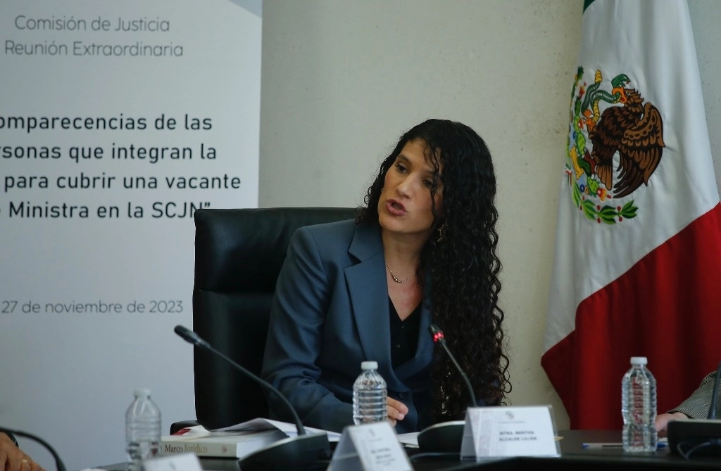 Bertha Alcalde durante su participación ante la Comisión de Justicia del Senado. Foto: María Luisa Severiano  
