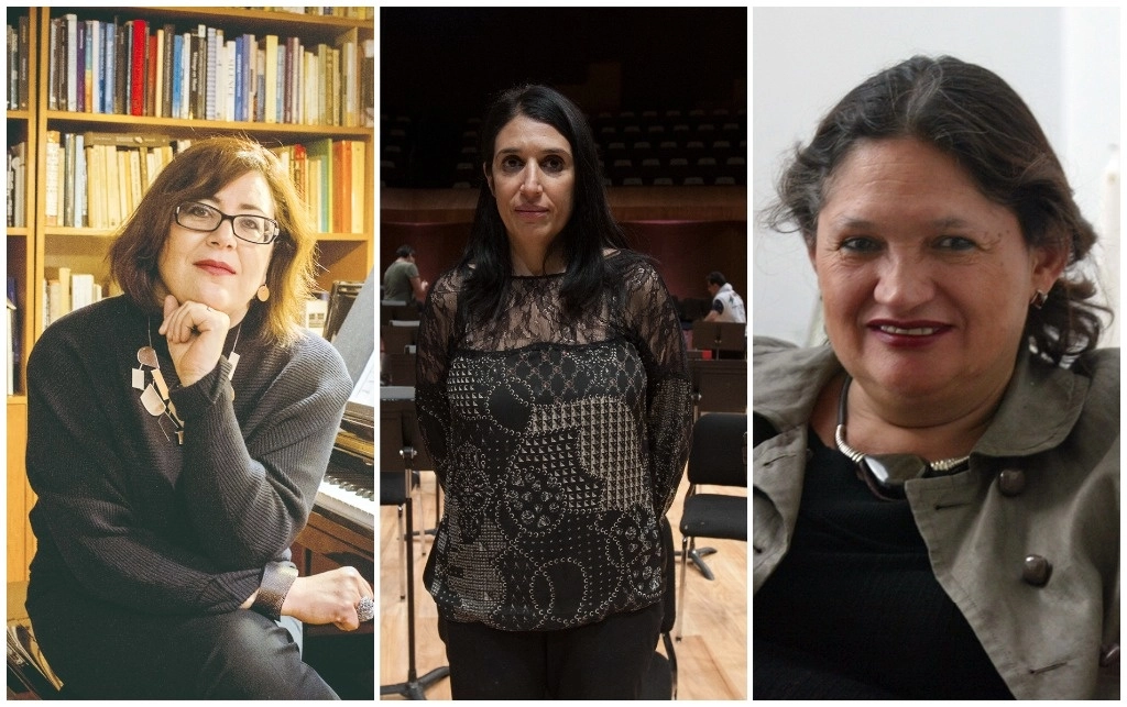 (de Izq. a Der.) Las compositora Gabriela Ortiz, Georgina Derbez y Marcela Rodríguez. Foto Jair Cabrera  y Cristina Rodríguez 
