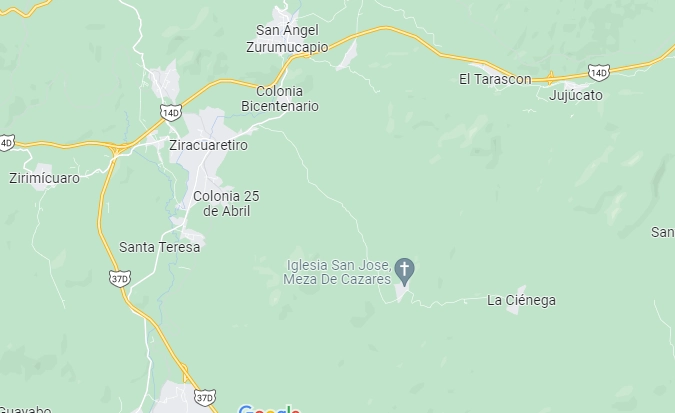 Comuneros bloquearon la autopista Pátzcauro Uruapan para exigir la indemnización por lo daños provados por las obras en esta vía. Foto Google Maps
