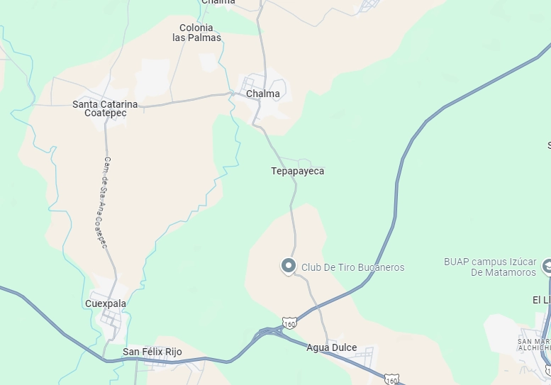 Pobladores de la comunidad Tepapayeca, municipio de Tlapanalá quemaron vivo a un hombre y golpearon a otros cuatro presuntos ladrones. Foto Google Maps