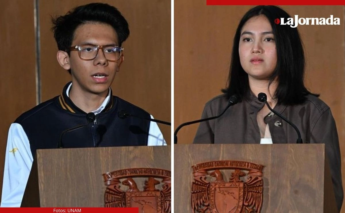 José Eduardo Alonso Martínez logró una puntuación perfecta en el examen Espacio de Coordinación de Educación Media Superior (Ecoems); Lizzete Jacqueline Cruz Gómez hizo lo propio en la prueba de admisión a educación superior de la Máxima Casa de Estudios. Fotos 
