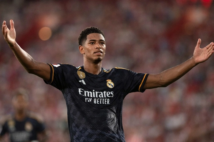 Jude Bellingham del Real Madrid marcó doblete ante el Almería en la fecha dos de La Liga. Foto Afp
