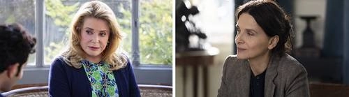 Catherine Deneuve y Juliette Binoche, en dos fotogramas de La verdad, de Hirokazu Koreeda. Foto cortesía de la Cineteca
