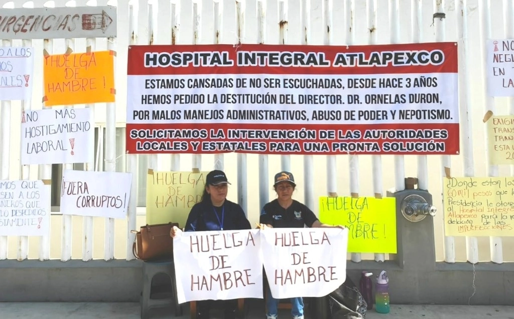 Las enfermeras advirtieron que se mantendrán firmes y que cualquier deterioro en su estado de salud será responsabilidad de Ornelas Durón, en Atlapexco, Higaldo, el 20 de febrero de 2024. Foto Ricardo Montoya