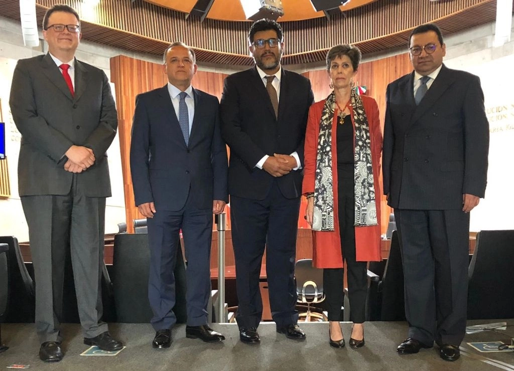 Los magistrados Felipe de la Mata, Indalfer Infante, Reyes Rodríguez, Janine Otálora y Alfredo Fuentes Barrera, tras remover al presidente del TEPJF, José Luis Vargas, el 4 de agosto de 2021. Foto tomada del Twitter de @ReyesRdzM