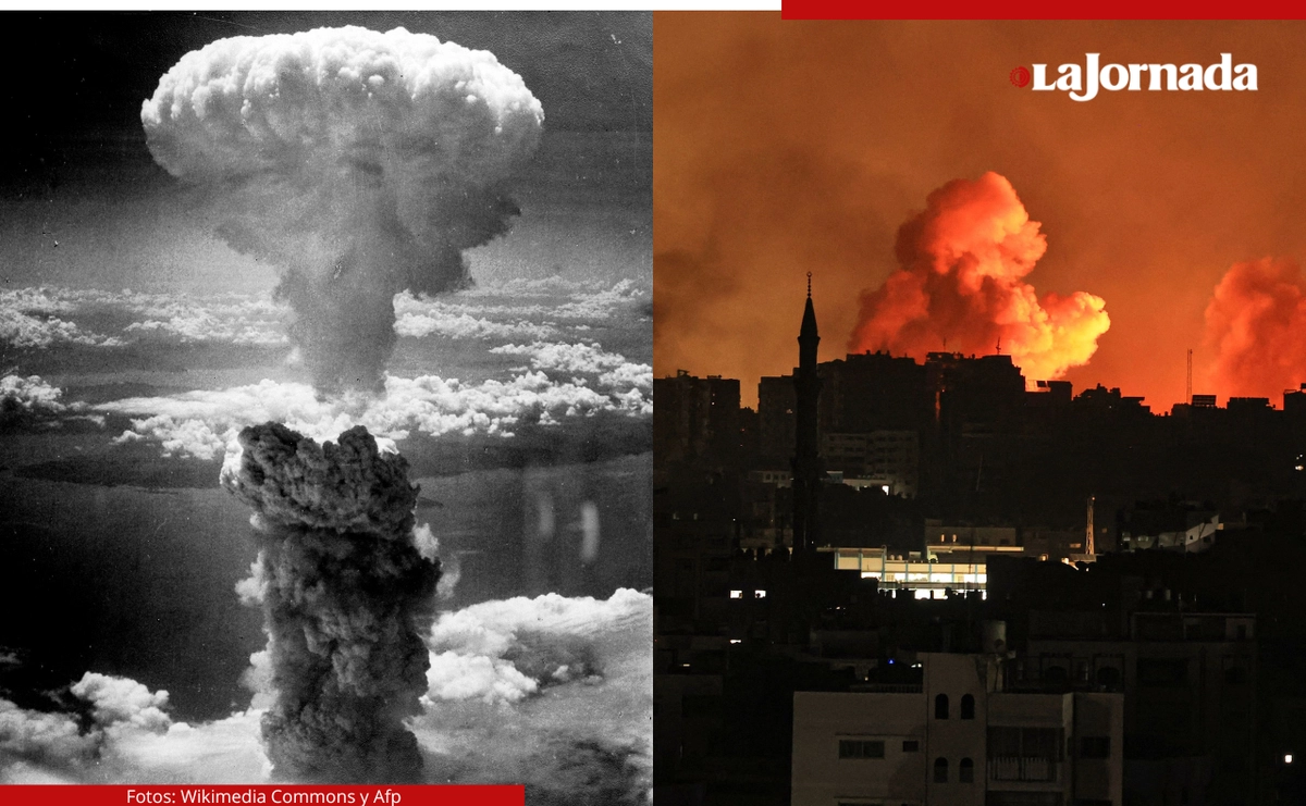 En la actual guerra contra la población civil de Gaza y otros sitios del territorio soberano palestino, el ejemplo de Hiroshima y Nagasaki viene a colación porque, con ojivas o sin ellas, los ataques son absolutamente ilegales. Fotos
