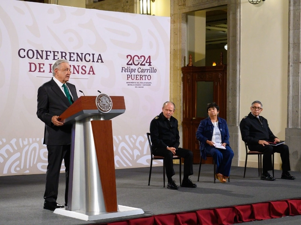 El presidente López Obrador durante su conferencia matutina desde Palacio Nacional, el 18 de julio de 2024. Foto cortesía Presidencia
