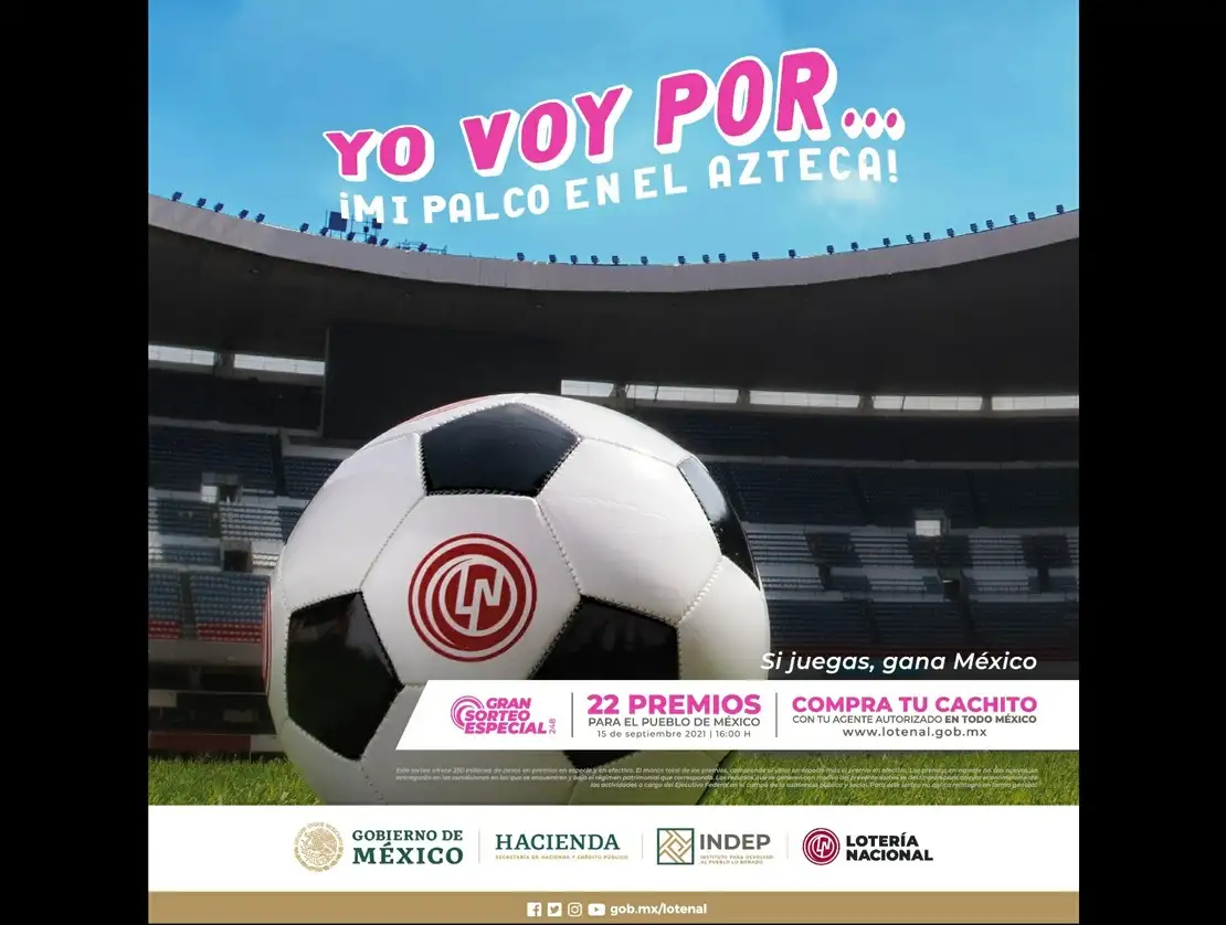 El sorteo de la Lotería Nacional se realizará el próximo 15 de septiembre.