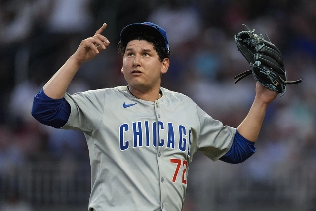 El pitcher de los Cachorros de Chicago, Javier Assad durante el juego. Foto Ap