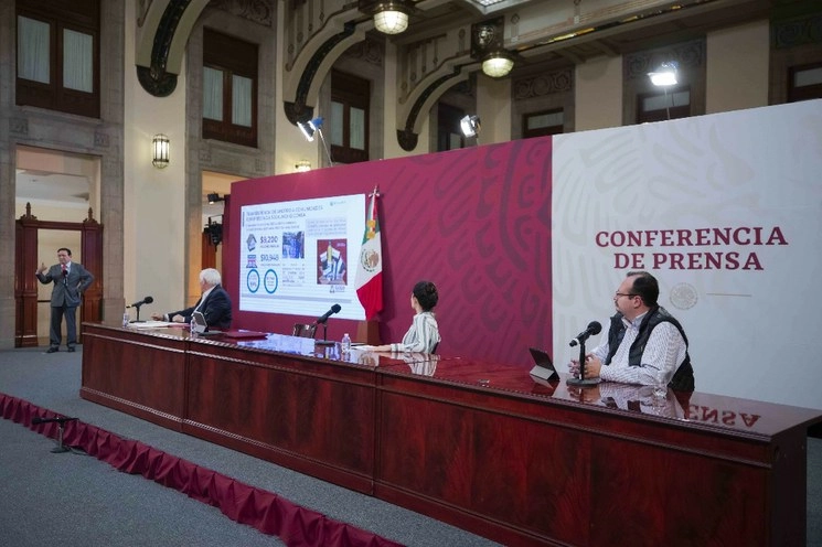Conferencia de prensa sobre Programas de Bienestar en el Salón Tesorería de Palacio Nacional. Foto Presidencia