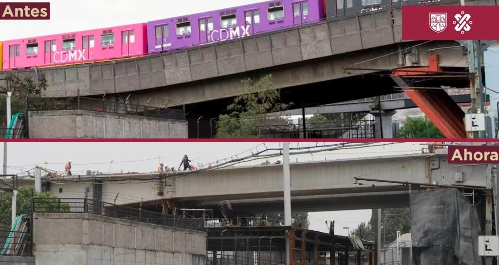 La secretaría de Obras y Servicios señaló que tras finalizar la colocación, se comenzó el colado de concreto en los diafragmas ubicados entre las trabes, con el fin de dar rigidez al viaducto, mientras que continúan las actividades de renivelación. Captura de pantalla de un video de X @SOBSECDMX.