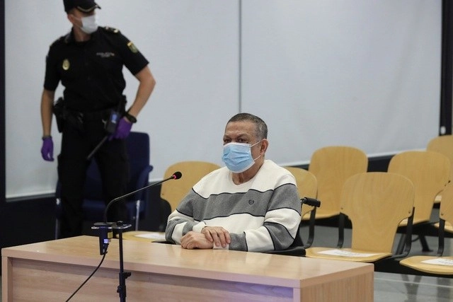 Orlando Montano, ex viceministro de seguridad de El Salvador durante la Guerra Civil, durante el juicio en su contra en la Audiencia Nacional de España. Foto AP 