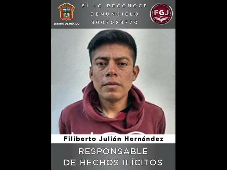 Filiberto Julián Hernández, sentenciado por feminicidio, también debe pagar 182 mil 257 pesos y un millón 671 mil 347 pesos como reparación del daño. Foto tomada de Twitter @FiscaliaEdomex