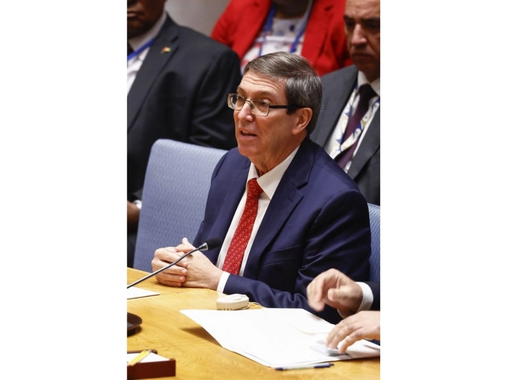 Bruno Rodríguez, ministro de Relaciones Exterior de Cuba, en el Consejo de Seguridad de la ONU, el 29 de octubre de 2024. Foto Ap

