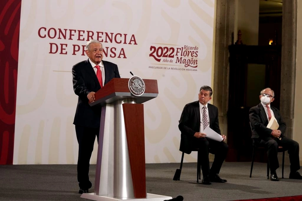 El presidente de México, Andrés Manuel López Obrador, durante su conferencia matutina en Palacio Nacional, en la Ciudad de México, el 11 de julio de 2022. Foto María Luisa Severiano 