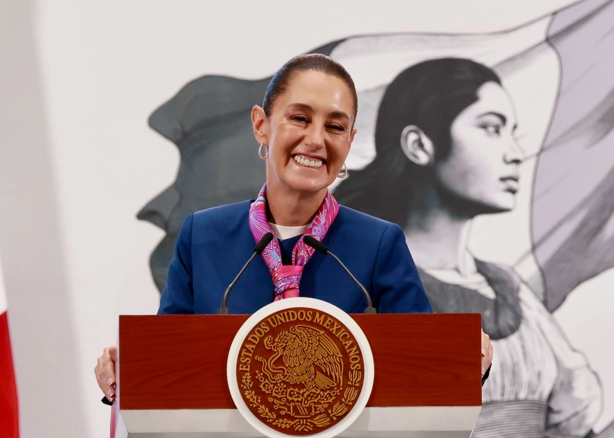La presidenta Claudia Sheinbaum durante una conferencia de prensa matutina. Foto 