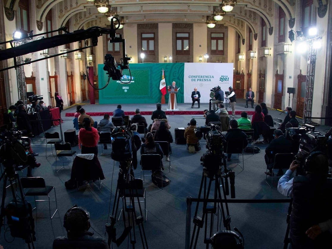 El presidente Andrés Manuel López Obrador durante la conferencia de prensa matutina en Palacio Nacional, el 22 de enero de 2021. Foto cortesía Presidencia
