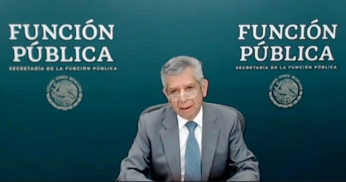 Roberto Salcedo Aquino compareció vía remota en Comisiones del Senado para su ratificación al frente de la Secretaría de la Función Pública, el 28 de julio de 2021. Imagen tomada de la transmisión en vivo a través del Twitter de @senadomexicano