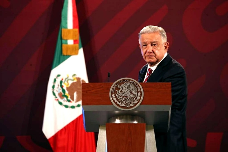 El presidente de México, Andrés Manuel López Obrador, durante su conferencia matutina en Palacio Nacional, en la Ciudad de México, el 13 de junio de 2023. Foto Yazmín Ortega Cortés