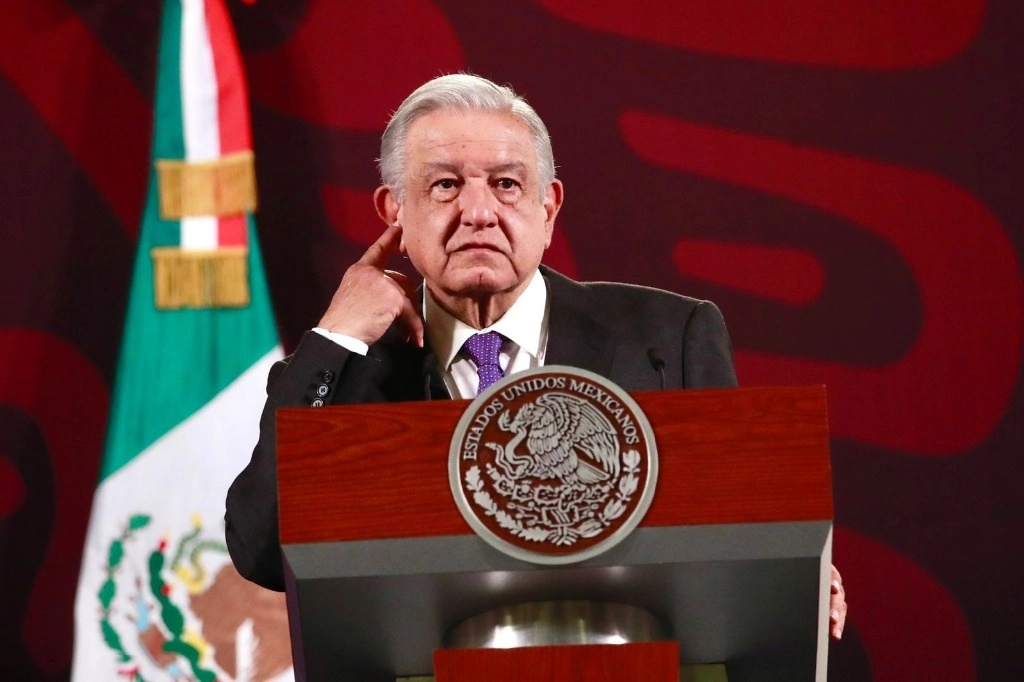 El presidente de México, Andrés Manuel López Obrador, durante su conferencia matutina en Palacio Nacional, en la Ciudad de México, el 12 de marzo de 2024. Foto Luis Castillo