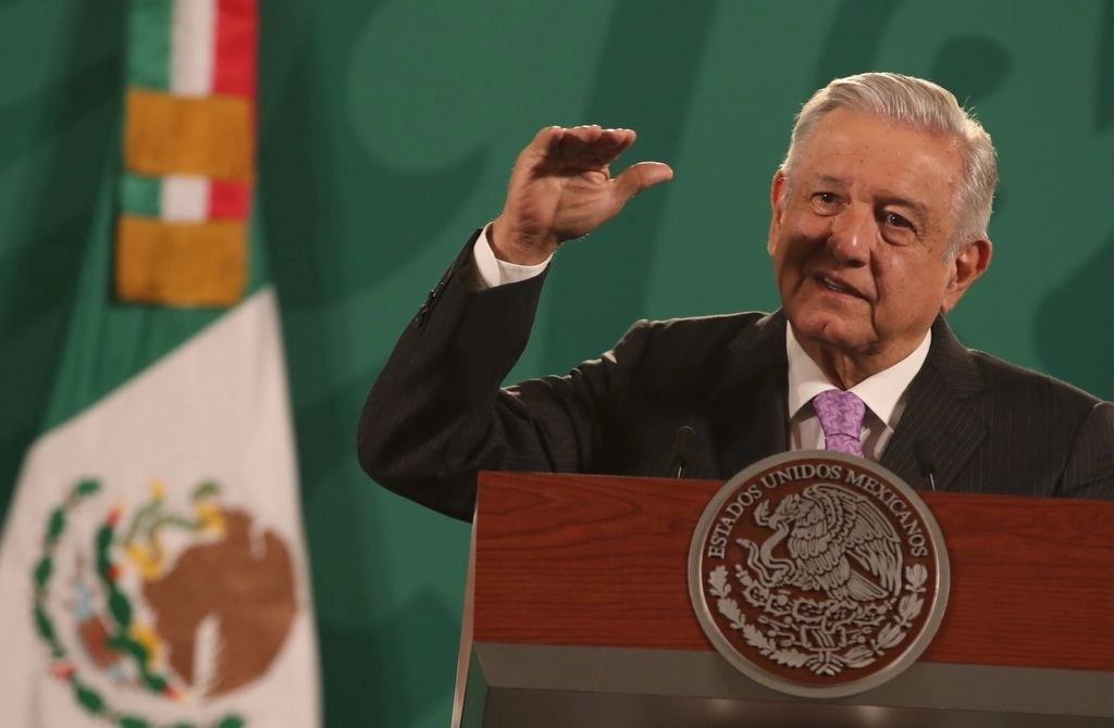El presidente Andrés Manuel López Obrador durante la conferencia de prensa matutina en Palacio Nacional, el 22 de julio de 2021. Foto José Antonio López