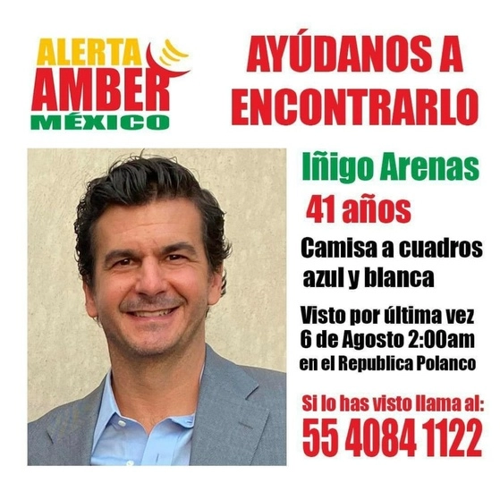 Alerta Amber emitida cuando detectaron la desaparición del empresario. Imagen tomada de redes sociales 