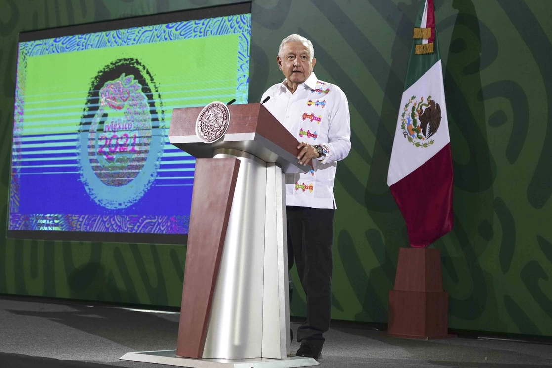 El presidente López Obrador durante la conferencia matutina de este martes desde Veracruz. Foto cortesía Presidencia