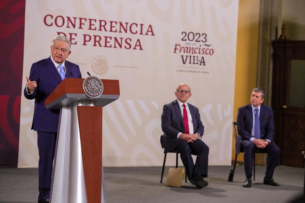 El presidente de México, Andrés Manuel López Obrador, durante su conferencia matutina en Palacio Nacional, en la Ciudad de México, el 13 de marzo de 2023. Foto Pablo Ramos