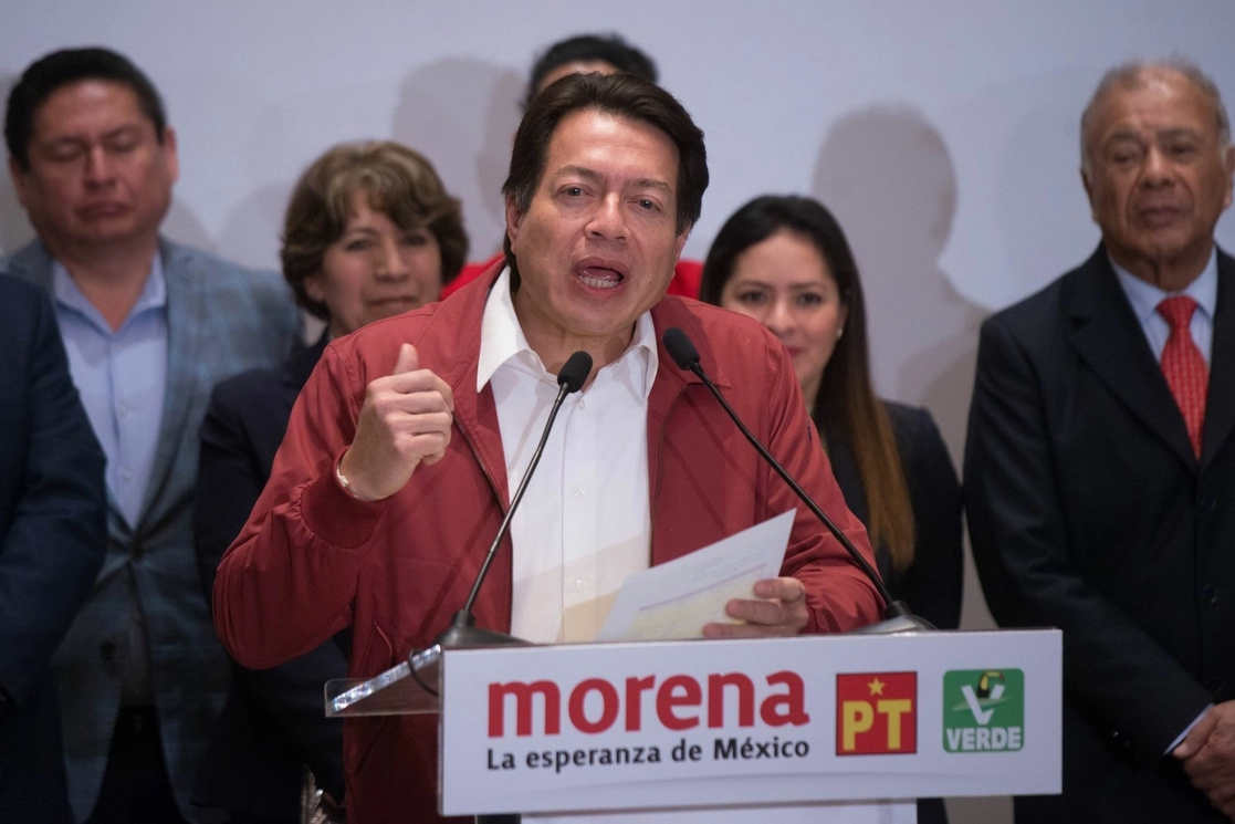 Mario Delgado, dirigente nacional de Morena, durante el anuncio de la alianza electoral con el PVEM y el PT para el Edomex, el 13 de enero de 2023. Foto Cuartoscuro