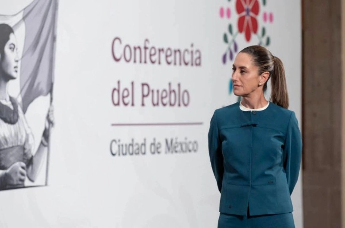 La presidenta de México, Claudia Sheinbaum, durante una conferencia desde Palacio Nacional.