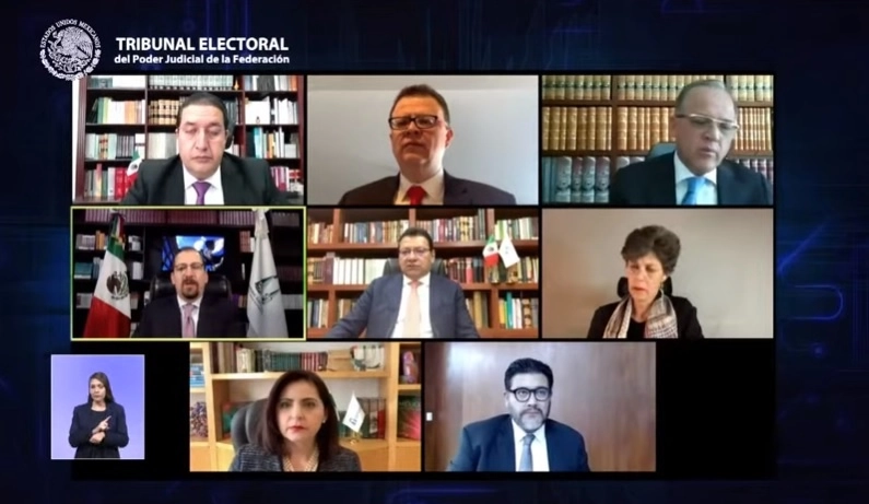 Sesión virtual de la Sala Superior del TEPJF este 10 de marzo de 2021. Fotograma tomado del video emitido en el canal de Youtube del TEPJF