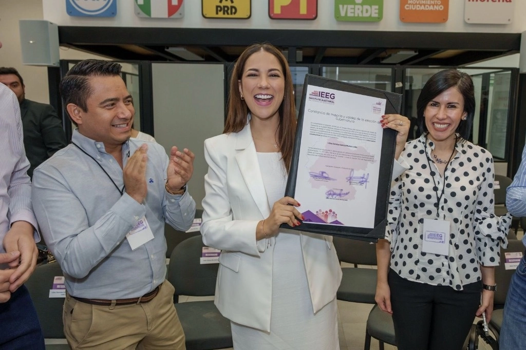 El TEEG confirmó el triunfo de Libia García Muñoz Ledo, candidata del PAN-PRI-PRD al gobierno de Guanajuato. Foto @LibiaDennise