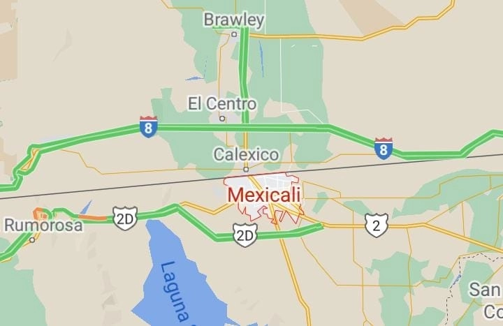 La detención se realizó en el rancho Garibay del ejido Chiapas III del Valle de Mexicali. Imagen de Google Maps