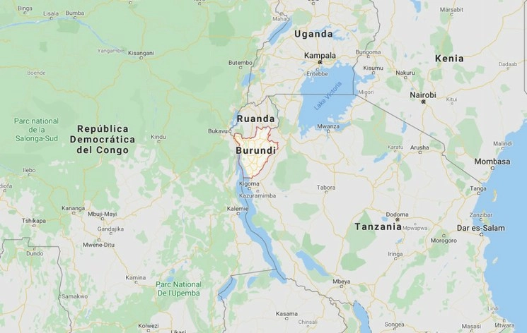 La Comisión para la Verdad y Reconciliación de Burundi confirmó el hallazgo de 6 mil 32 cadáveres en seis fosas comunes en la provincia de Karusi, en el centro este del país, durante el genocidio contra la población hutu en la década de 1970. Captura de imagen de Google Maps