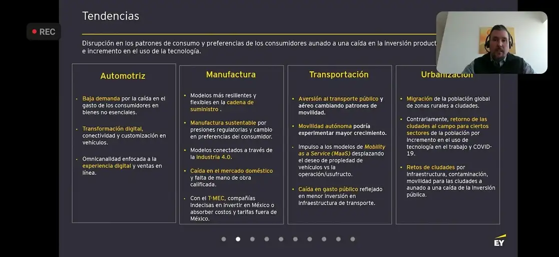 Francisco Bautista, socio líder de Movilidad y Manufactura Avanzada de Ernest & Young (EY) Latinoamérica Norte, estima que el desabasto de microprocesadores se extenderá hasta finales del 2023.
Fotos. Cortesía Ernest & Young .
