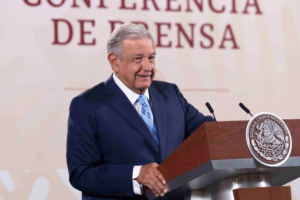 El presidente López Obrador, durante su conferencia de prensa de este lunes 13 de marzo. Foto Presidencia 