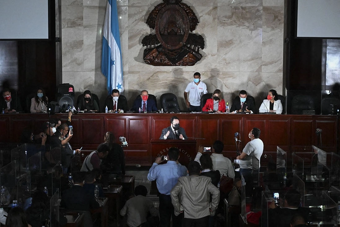 El Congreso de Honduras durante una sesión el domingo 23 de enero de 2022. Foto Afp