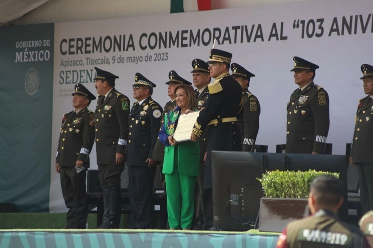 Durante la conmemoración del 103 aniversario del Colegio Militar en Tlaxcala, el 9 de mayo de 2023. Foto Alejandro Ancona