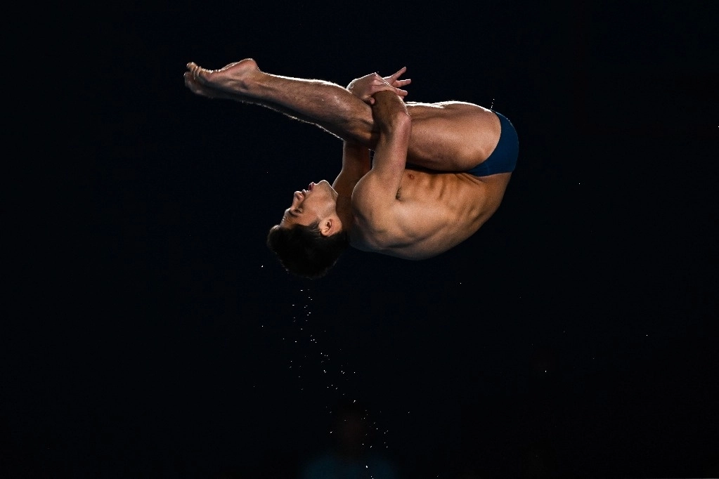 El mexicano de 21 años logró el tercer lugar en la plataforma de 10 metros, en la Superfinal dela Copa del Mundo en Xi’an, China.Foto Afp