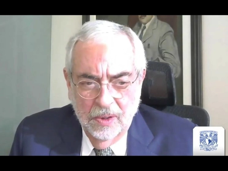 El rector de la UNAM, Enrique Graue, durante su participación en el Consejo Universitario. Imagen tomada de la señal transmitida en vivo a través de YouTube