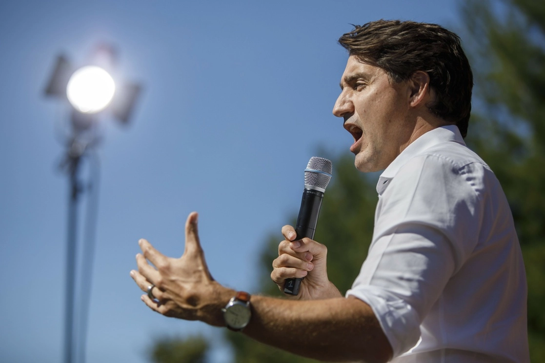 Justin Trudeau, primer ministro de Canadá, durante un mitin en Maple, Canadá, a un día de las elecciones parlamentarias. Foto  Afp