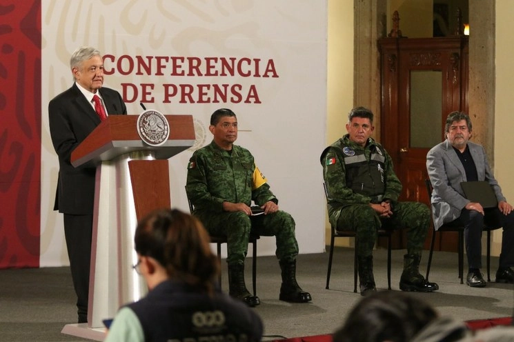 El presidente Andrés Manuel López Obrador durante su conferencia de prensa en Palacio Nacional el 18 de mayo de 2020. Foto Cuartoscuro
