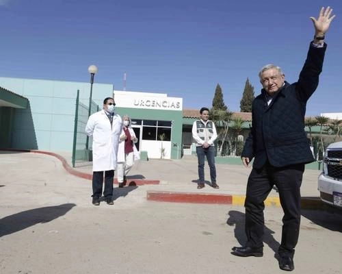 El Presidente encabezó las obras de ampliación del Hospital Rural San Quintín IMSS-Bienestar.Foto Presidencia