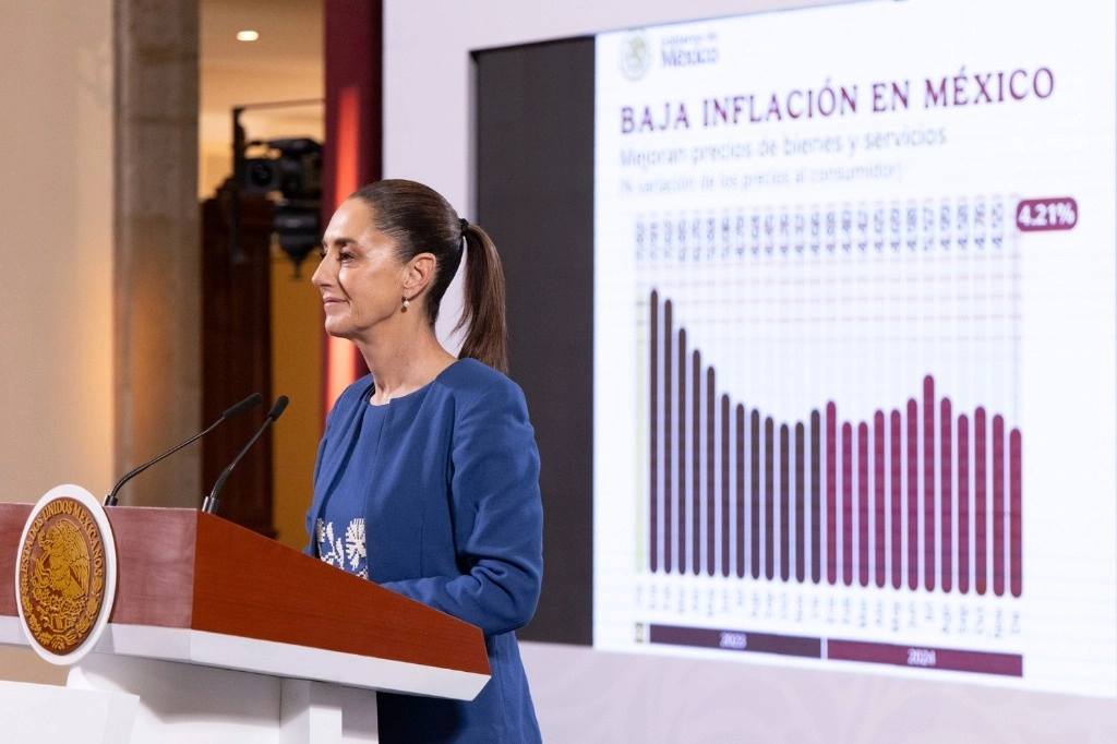 La presidenta Sheinbaum, durante su conferencia en Palacio Nacional, en la Ciudad de México, el 10 de enero de 2025. Foto Presidencia
