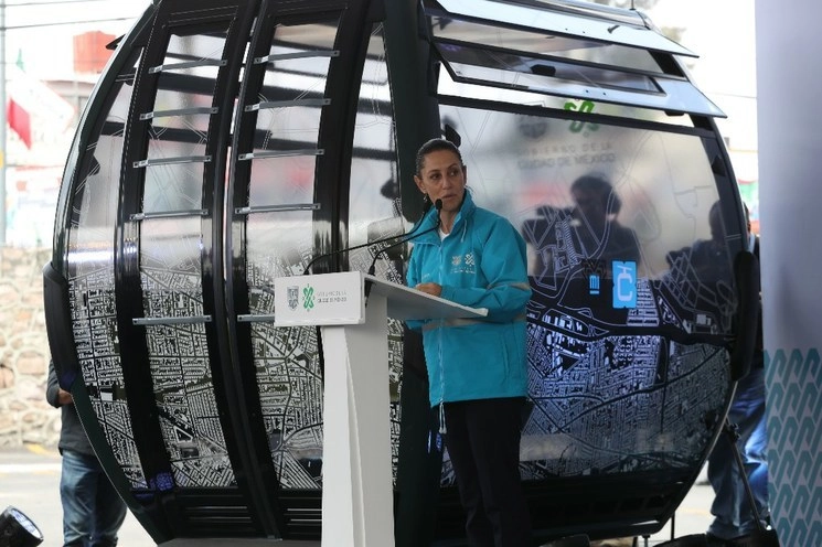 La jefa de gobierno, Claudia Sheinbaum, en el anunció de las obras del Cablebús, el 12 de septiembre 2019. Foto Yazmín Ortega / Archivo
