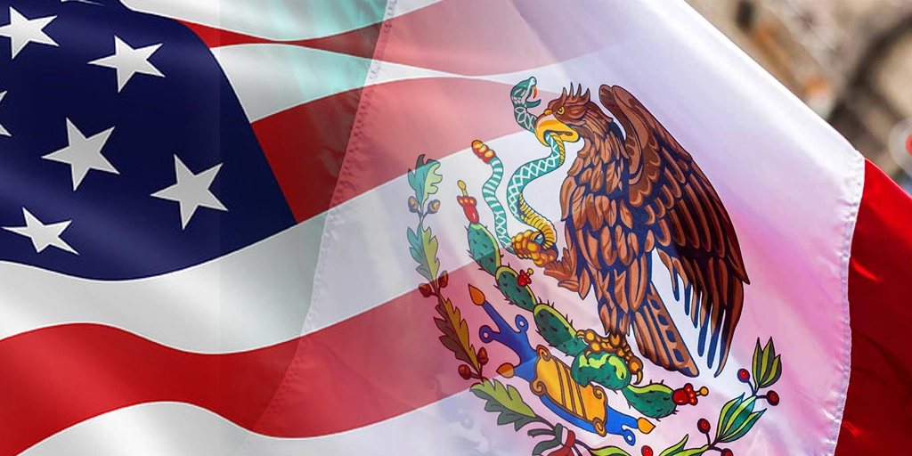 Banderas de México y Estados Unidos en imagen de archivo. Foto tomada de la página web 